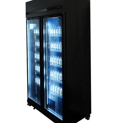 KOELKAST 2 GLASDEUREN ZWART IRM-770R BL