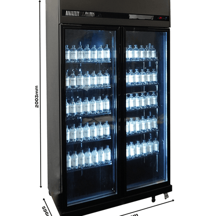 KOELKAST 2 GLASDEUREN ZWART IRM-770R BL