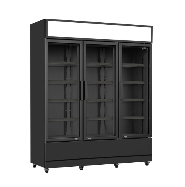 KOELKAST 3 GLASDEUREN ZWART FCU-1200 BL