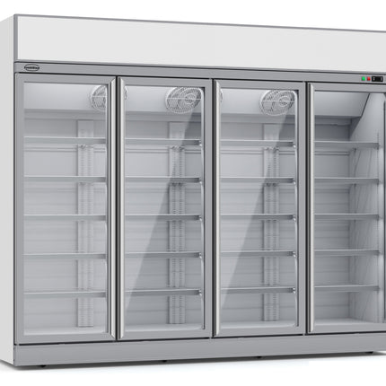 KOELKAST 4 GLASDEUREN INS-2060R  *TRANSPORT OP AANVRAAG*  **Let op, er is sprake van een hogere inschakelstroom waardoor een automaat met C karakteristiek noodzakelijk is.**