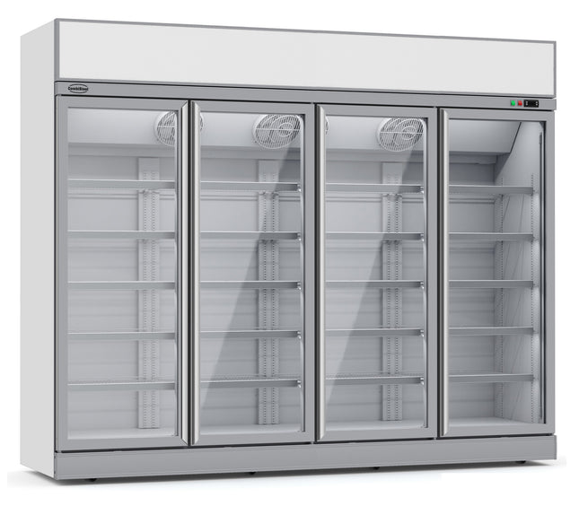 KOELKAST 4 GLASDEUREN INS-2060R  *TRANSPORT OP AANVRAAG*  **Let op, er is sprake van een hogere inschakelstroom waardoor een automaat met C karakteristiek noodzakelijk is.**