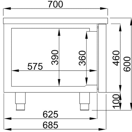 KOELWERKBANK 600 HOOG 4 LADEN
