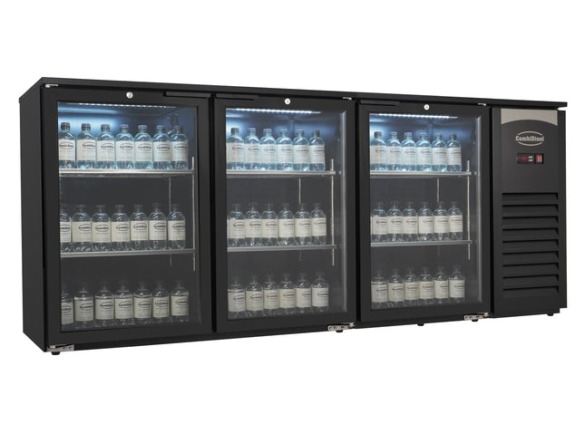 BARKOELER 3 GLASDEUREN ZWART 470L LED