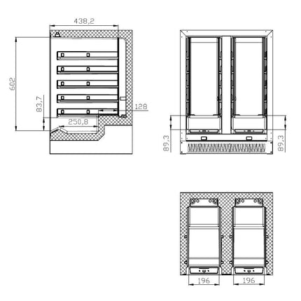 WIJNKOELKAST 2 DEUREN 100L DUAL ZONE
