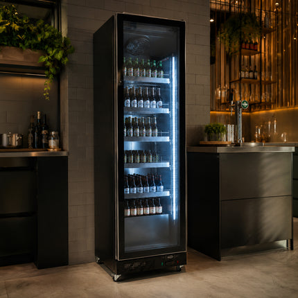 KOELKAST 1 GLASDEUR ZWART