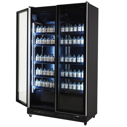 KOELKAST 2 GLASDEUREN ZWART