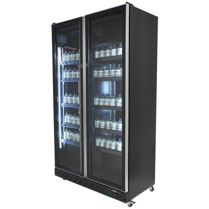 KOELKAST 2 GLASDEUREN ZWART