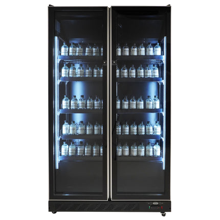 KOELKAST 2 GLASDEUREN ZWART