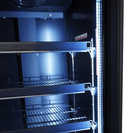 KOELKAST 1 GLASDEUR ZWART CEB-500R BL