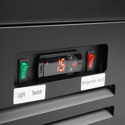 KOELKAST 1 GLASDEUR ZWART CEB-500R BL