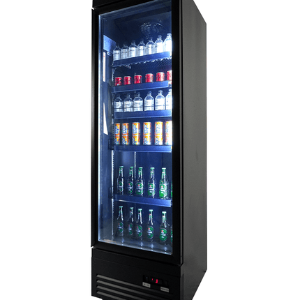 KOELKAST 1 GLASDEUR ZWART CEB-500R BL