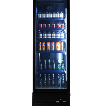 KOELKAST 1 GLASDEUR ZWART CEB-500R BL
