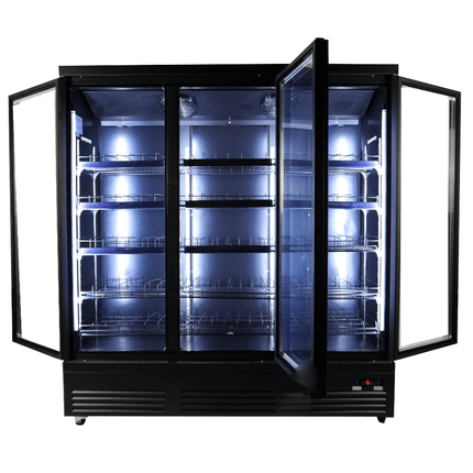 KOELKAST 3 GLASDEUREN ZWART CEB-1600R BL