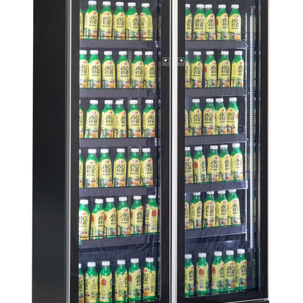 KOELKAST 2 GLASDEUREN ZWART