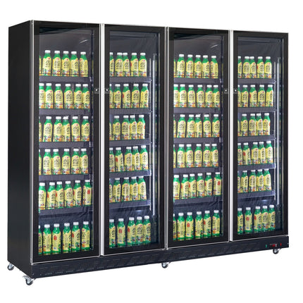 KOELKAST 4 GLASDEUREN ZWART