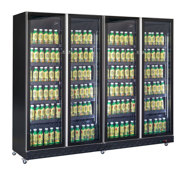 KOELKAST 4 GLASDEUREN ZWART