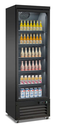 KOELKAST 1 GLASDEUR ZWART CEB-500R BL
