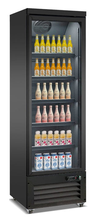 KOELKAST 1 GLASDEUR ZWART CEB-500R BL