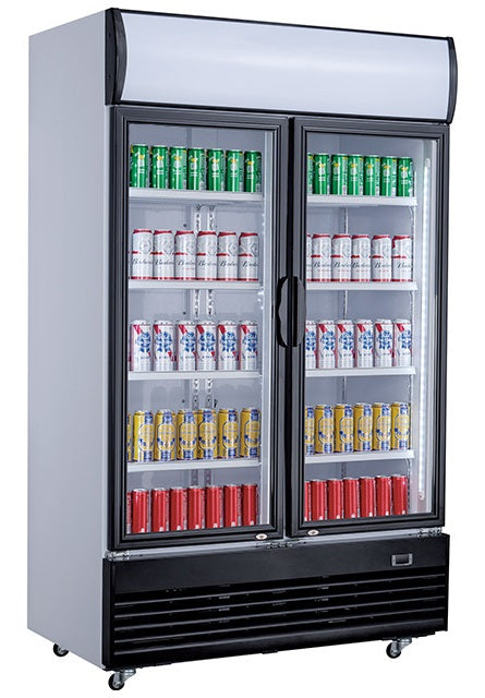 KOELKAST 2 GLASDEUREN 1000L