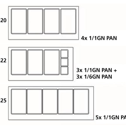 700 KOELWERKBANK GLAS RECHT 2 DEUREN
3X 1/1 + 3X 1/6 GN PAN