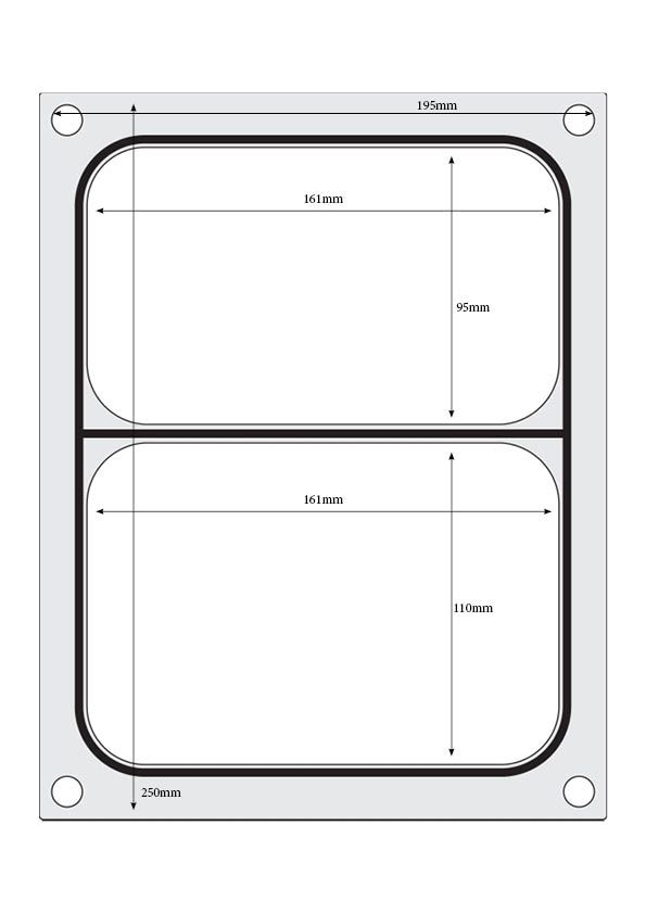 Traysealer matrix, HENDI, Twee-delige container 227x178 mm