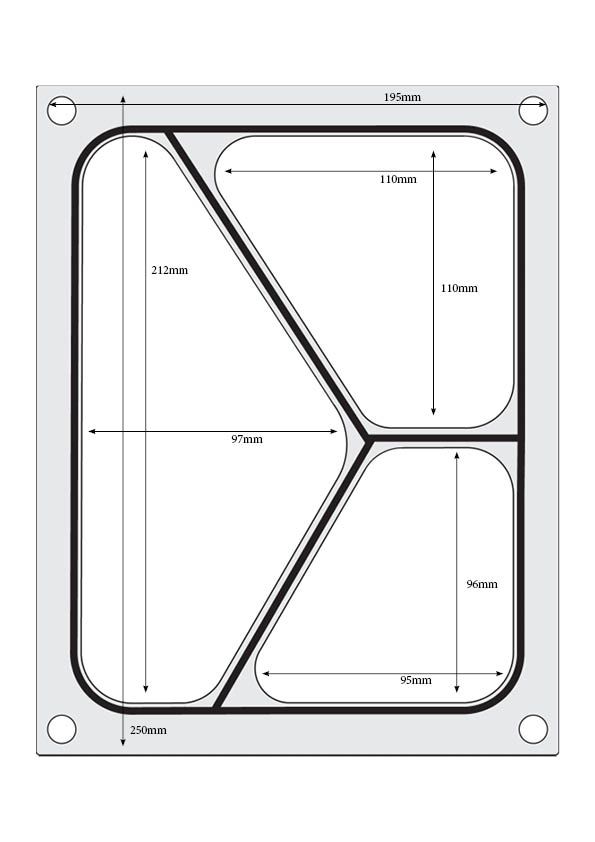 Traysealer matrix, HENDI, Driedelige container 227x178 mm