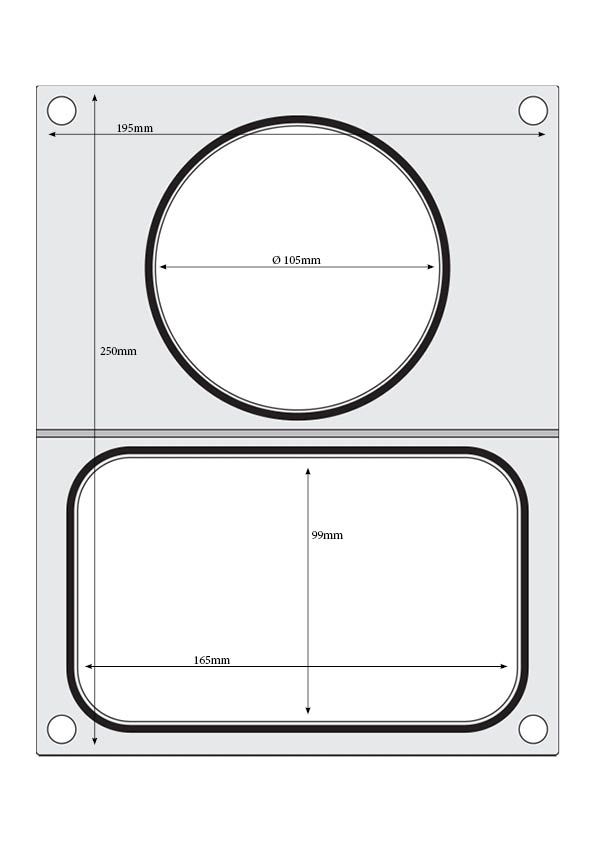 Traysealer matrix, HENDI, 2 containers (1x 178x113 mm, 1x 115 mm)