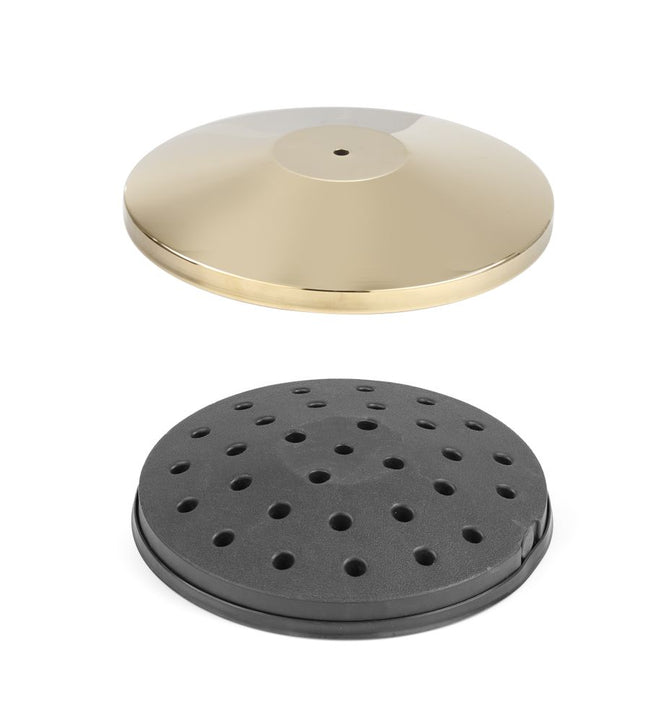 Afzetpaal met goudkleurige afwerking, HENDI, bodemplaat, âŒ€360x(H)65mm