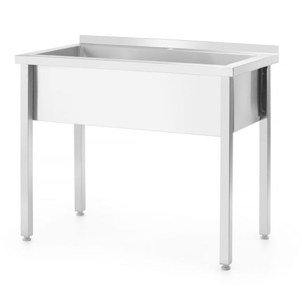 Tafel met enkele wasbak, zonder spatrand - geschroefd, diepte 600 mm, HENDI, Budget Line, 800x600x(H)850mm