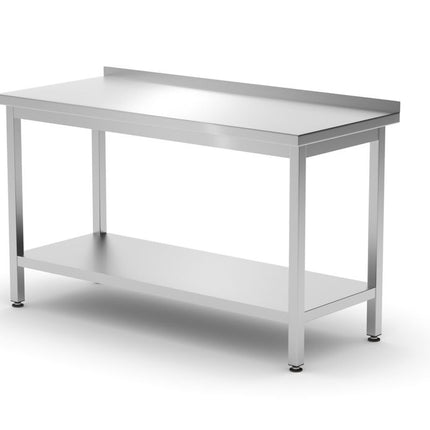 Wandtafel met plank â€“ geschroefd, diepte 600 mm, HENDI, Profi Line, 1400x600x(H)850mm