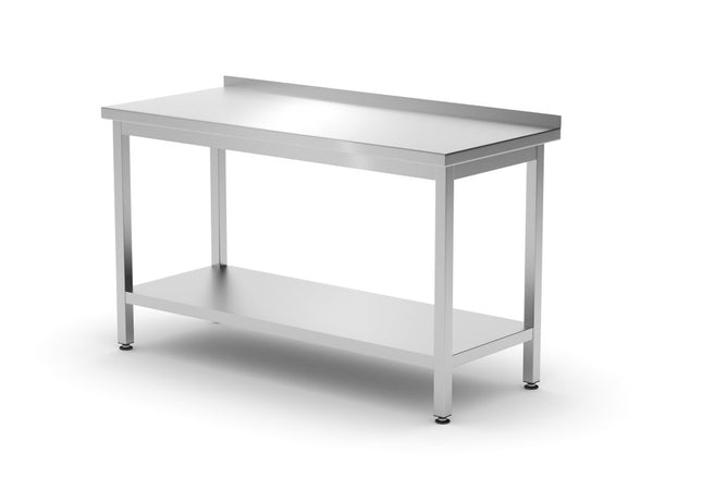 Wandtafel met plank â€“ geschroefd, diepte 600 mm, HENDI, Profi Line, 1400x600x(H)850mm