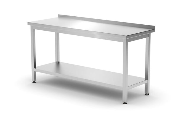 Wandtafel met plank â€“ geschroefd, diepte 600 mm, HENDI, Profi Line, 1600x600x(H)850mm
