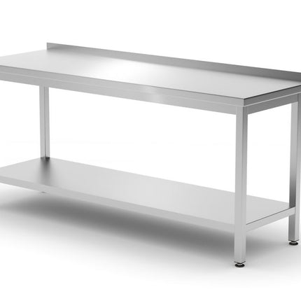 Wandtafel met plank â€“ geschroefd, diepte 600 mm, HENDI, Profi Line, 1800x600x(H)850mm