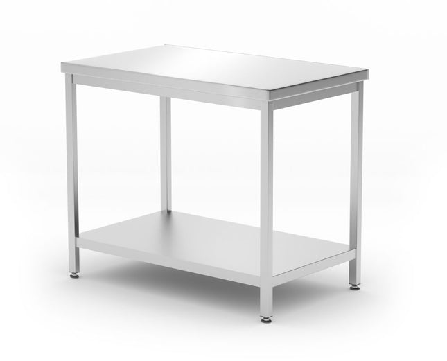 Centrale tafel met plank â€“ geschroefd, diepte 600 mm, HENDI, Profi Line, 1000x600x(H)850mm