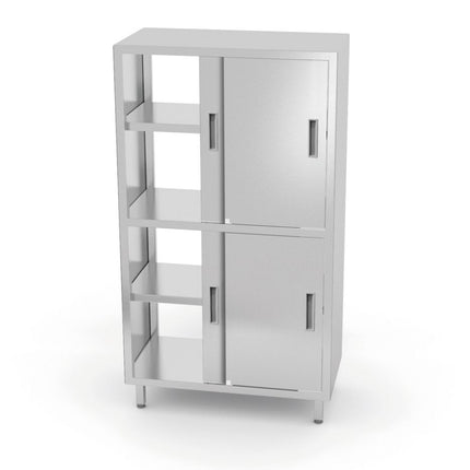 Doorgangskast met tussenschot en schuifdeuren â€“ geschroefd, HENDI, Kitchen Line, 800x500x(H)1800mm