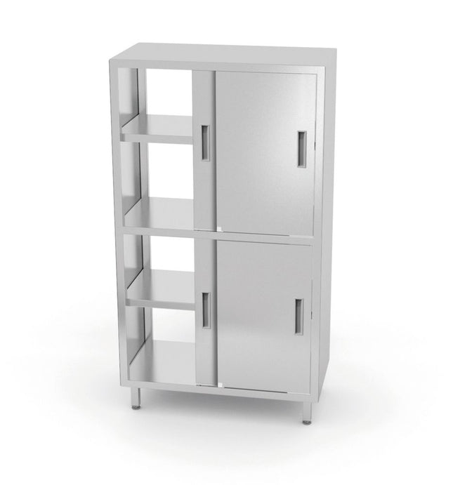 Doorgangskast met tussenschot en schuifdeuren â€“ geschroefd, HENDI, Kitchen Line, 800x500x(H)1800mm