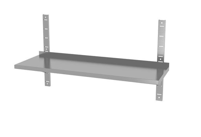 Verstelbare enkele wandplank met 2 beugels, HENDI, 1000x300x(H)600mm