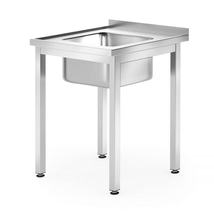 Spoeltafel â€“ geschroefd, diepte 600 mm, HENDI, Profi Line, Spoelbak in het midden, 600x600x(H)850mm