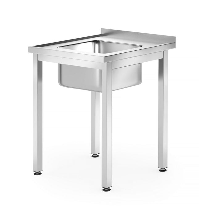 Spoeltafel â€“ geschroefd, diepte 600 mm, HENDI, Profi Line, Spoelbak in het midden, 600x600x(H)850mm