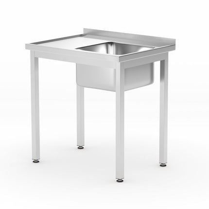 Spoeltafel met plank â€“ geschroefd, diepte 600 mm, HENDI, Profi Line, Rechterkant, 800x600x(H)850mm