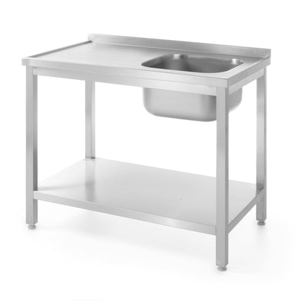 Spoeltafel met plank â€“ geschroefd, diepte 600 mm, HENDI, Profi Line, Rechterkant, 1000x600x(H)850mm
