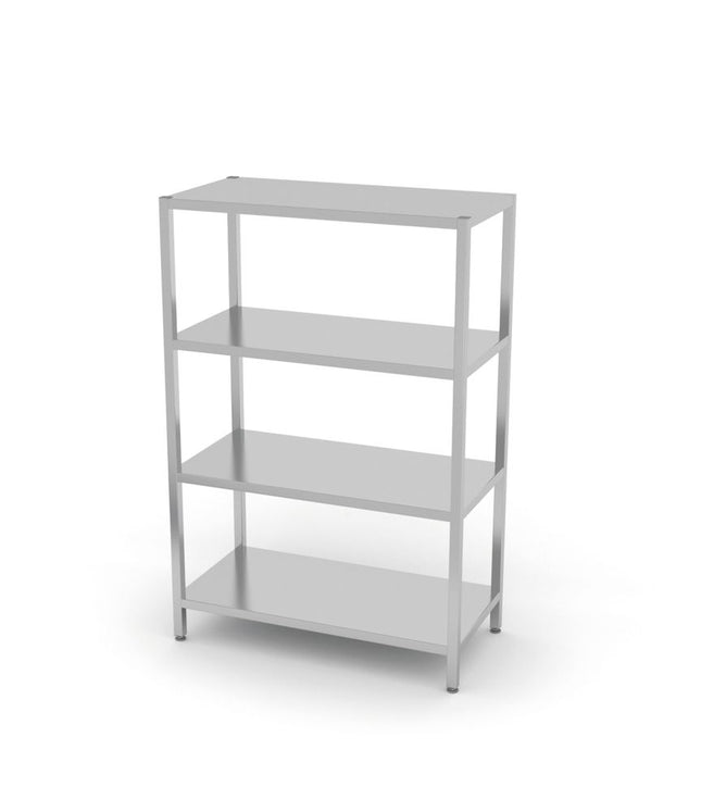 Opbergrek met 4 volledige planken â€“ geschroefd, HENDI, Kitchen Line, 1000x400x(H)1800mm