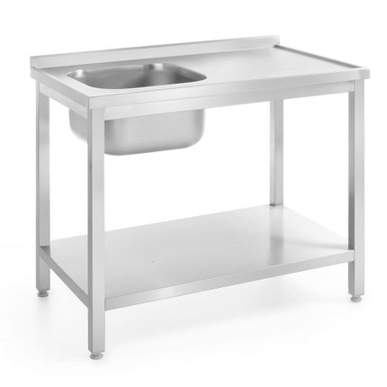 Spoeltafel met plank â€“ geschroefd, diepte 600 mm, HENDI, Profi Line, Linkerkant, 1000x600x(H)850mm