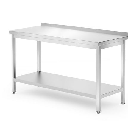 Wandtafel met plank â€“ geschroefd, diepte 700 mm, HENDI, Profi Line, 1400x700x(H)850mm