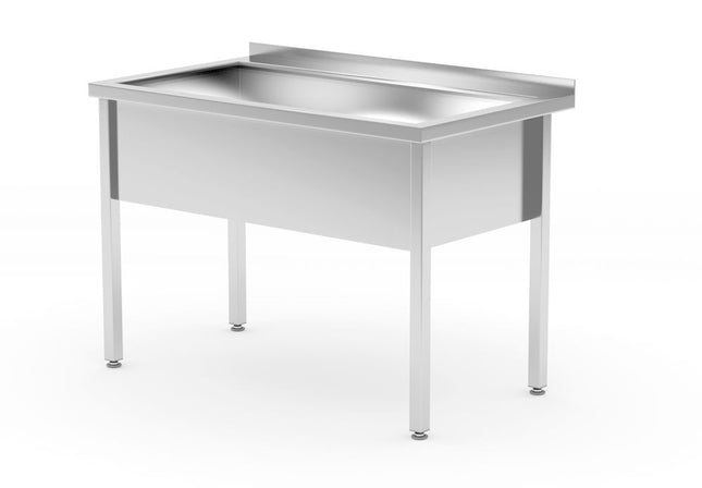Tafel met enkele wasbak gelast, diepte 700 mm, kamerhoogte 300 mm, HENDI, Profi Line, 800x700x(H)850mm