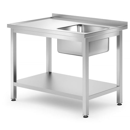 Spoeltafel met plank â€“ geschroefd, diepte 700 mm, HENDI, Profi Line, Rechts, 1000x700x(H)850mm