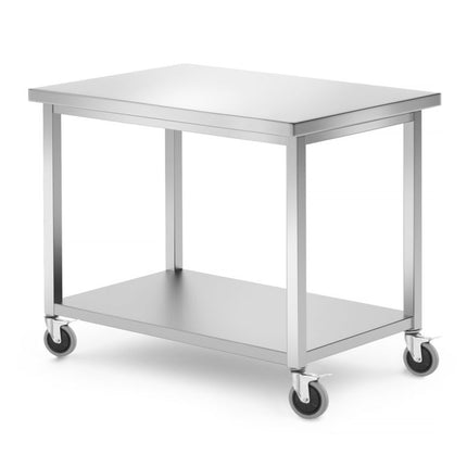 Mobiele tafel, met plank â€“ geschroefd, HENDI, Kitchen Line, 1000x700x(H)850mm