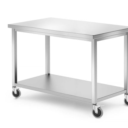 Mobiele tafel, met plank â€“ geschroefd, HENDI, Kitchen Line, 1200x600x(H)850mm