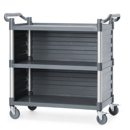 Serveerwagen polypropyleen met 3 bladen, groot, AmerBox, Inclusief zijpanelen, 1010x500x(H)960mm