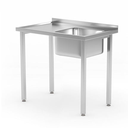 Spoeltafel, met bouten, HENDI, Kitchen Line, Spoelbak aan de rechterkant, 800x600x(H)850mm